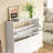 Space-Saving Tipping Bucket Storage Cabinet, Narrow Design with Carved Details, Solid Wood Legs, Anti-Tip Kit Included