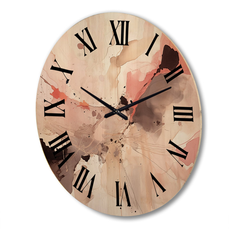 Horloge murale en bois massif Alyjah, Très grand