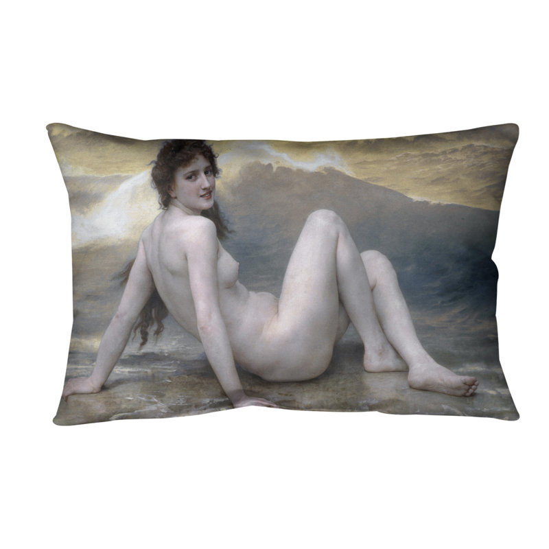 Coussin lombaire en lin wave, Bleu / Jaune
