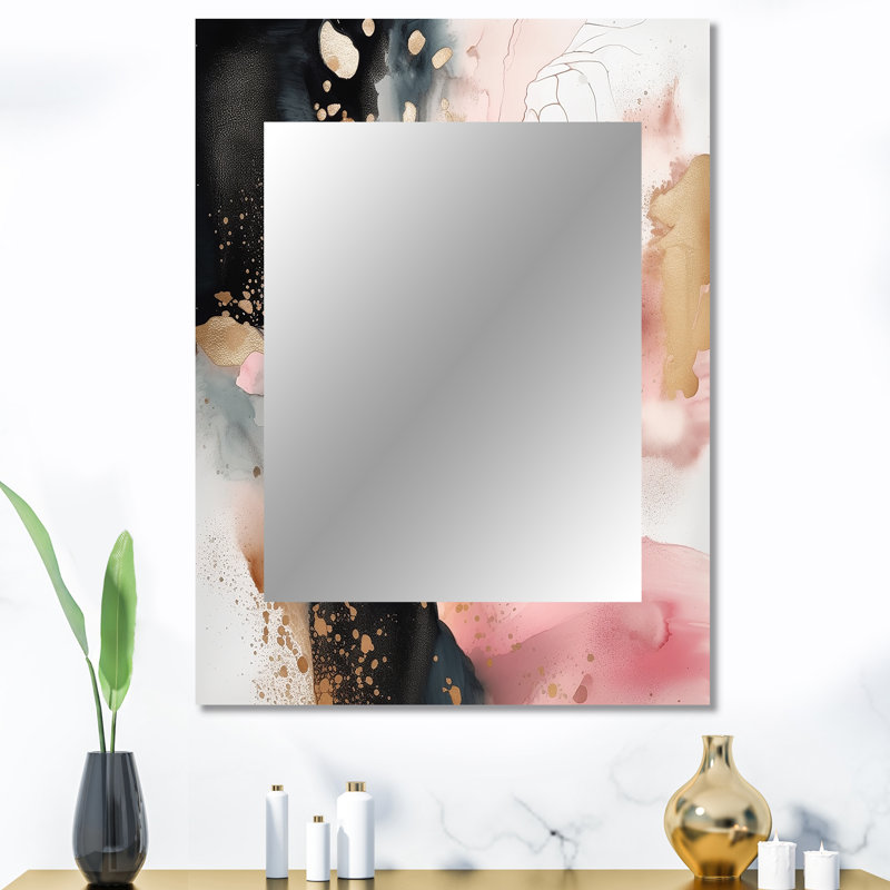 Pink Gold Marble Texture II - Marble Unique Wall Mirror Decor, Pink Large Mirror, Printed Metal Art, 40" x 30"