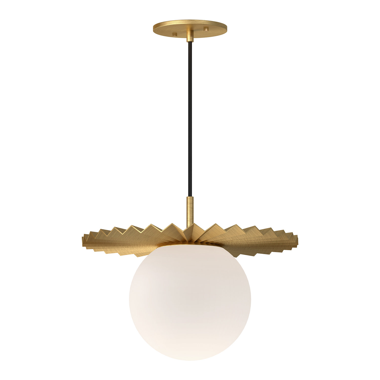Carletta Single Light Glass Pendant, Brushed Gold/Opal Matte Glass, 11.75" H x 13.88" W x 13.88" D