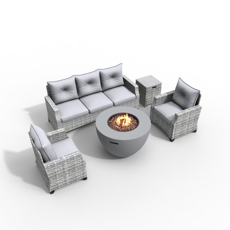 Ensemble de conversation d'extérieur pour 5 personnes avec table foyer