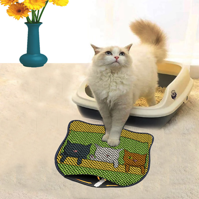 Durable Cat Litter Mat, 15.7 x 19.7 inches | 50% PVC / 50% Polyester, Machine Washable & Vacuum Friendly | Perfect for Easy Cleanup, Non-Slip Design to Keep Your Home Clean & Fresh, Ideal for Pet Owners