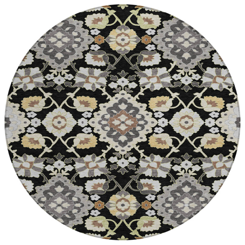 Tapis intérieur / extérieur noir Vespera , 8 pi x 8 pi