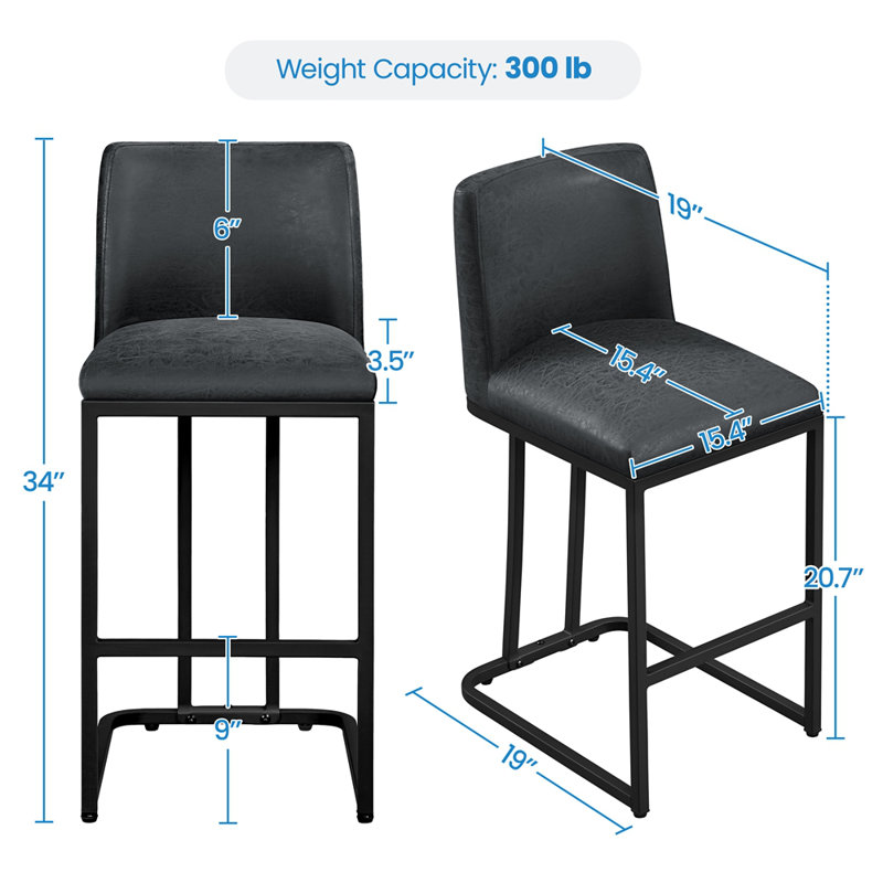 Bocicault Counter Height 24.5? Bar Stools, Black