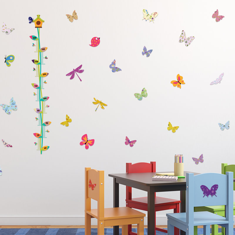 Adhésif décoratif tableau de croissance floral papillons