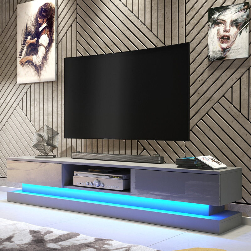 Brodney Unfinished TV Stand for TVs up to 48", Dark Grey
