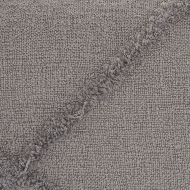Gray Cotton Abstract Shaggy Detail Lumbar Pillow 14 x 24 in.