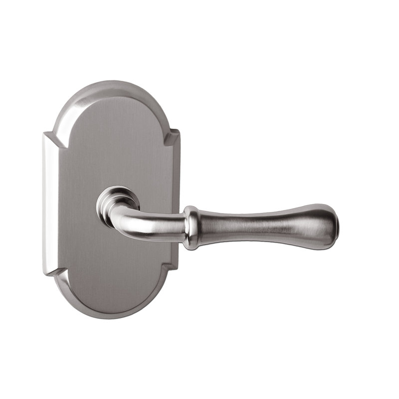 Levier de passage Bravura 931-G2 Huntsville sur rose arquée en nickel satiné, Nickel satiné