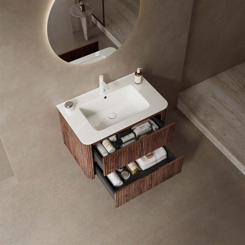Meuble-lavabo rétro 30 po en noyer avec lavabo