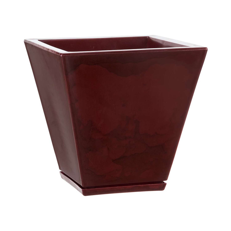 Pot à fleurs en résine Zurique, Rouge, H 13,39 po x l 13,78 po x 13,78 po