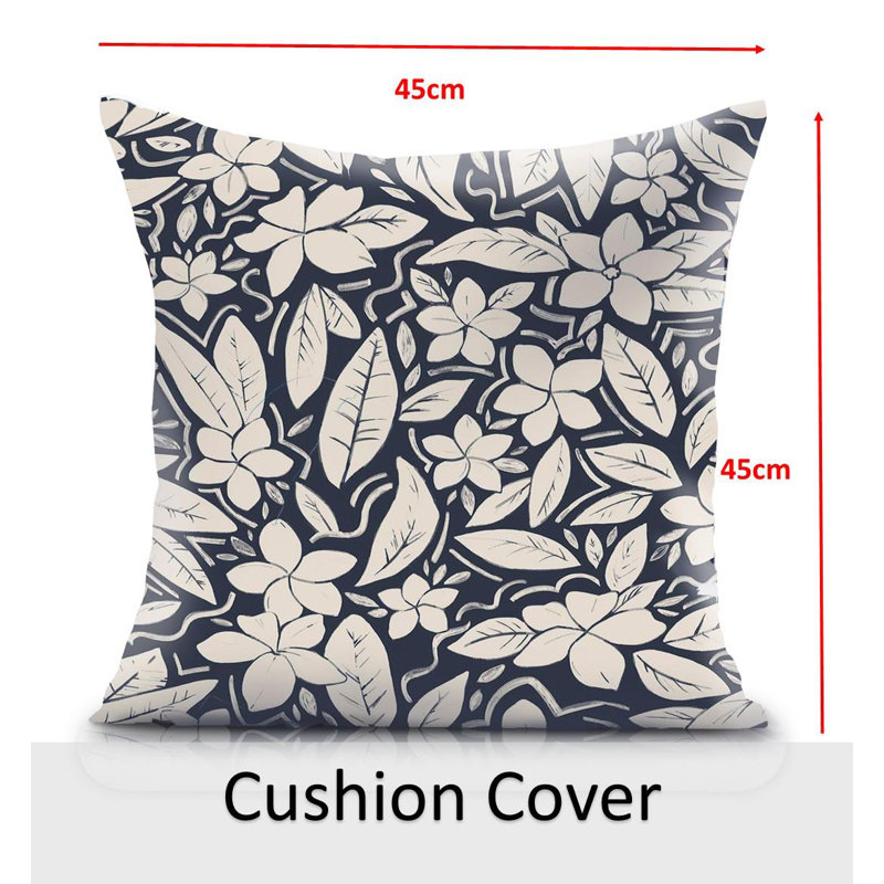 Indoor / Outdoor Floral Square Cushion, Blue Floral