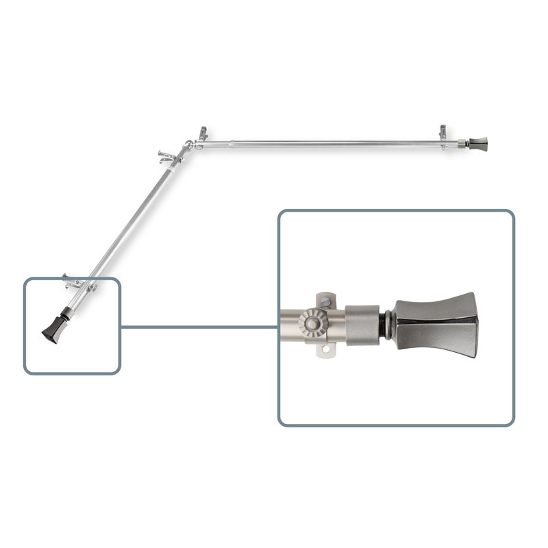 Tringle à rideaux simple à fenêtre de coin Catlin, 66 po à 120 po, Nickel satiné