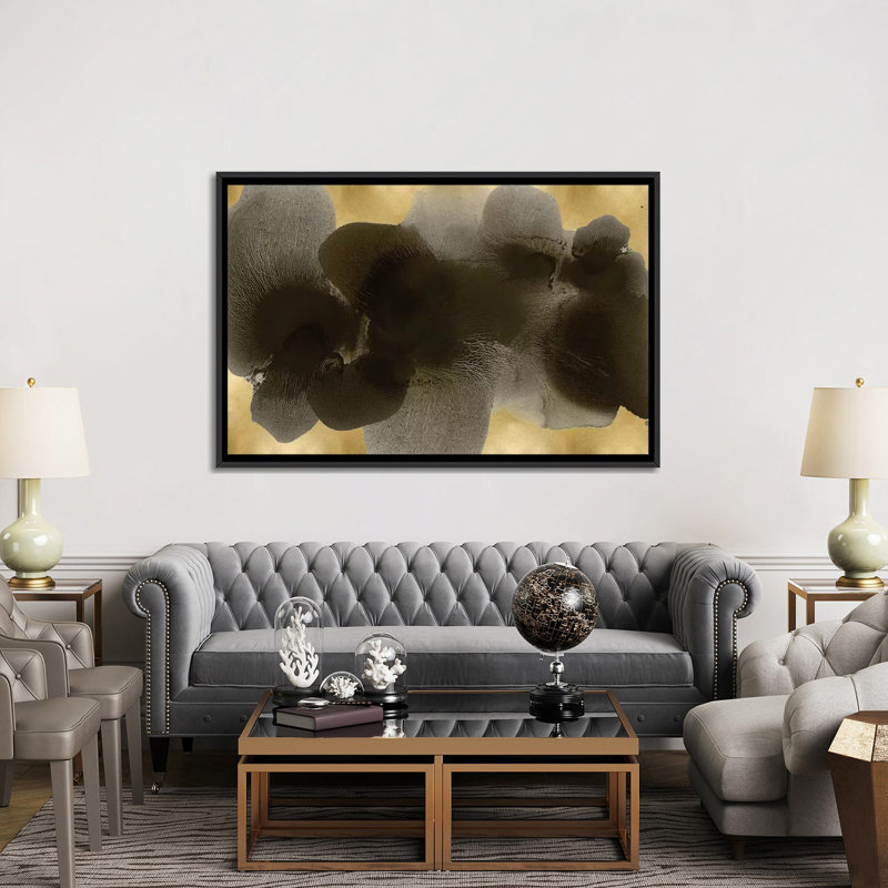 «Black on Gold II» par Hannah Carlson - reproduction d'art sur toile tendue, H 40 po x l 60 po x P 1,5 po, Pas de tapis