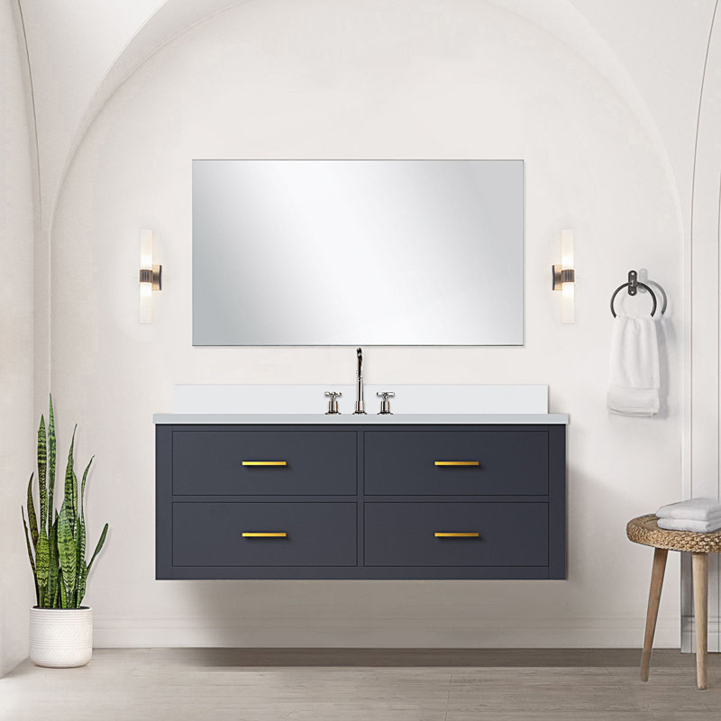 Design moderne 48 po X P 22 po D Meuble-lavabo simple avec comptoir en marbre de culture et robinet