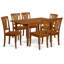 Ensemble de table de salle à manger 7 pièces composé d'une table de salle à manger rectangulaire avec rallonge papillon et 6 chaises de salle à manger en similicuir brun-1792733603-1875208585