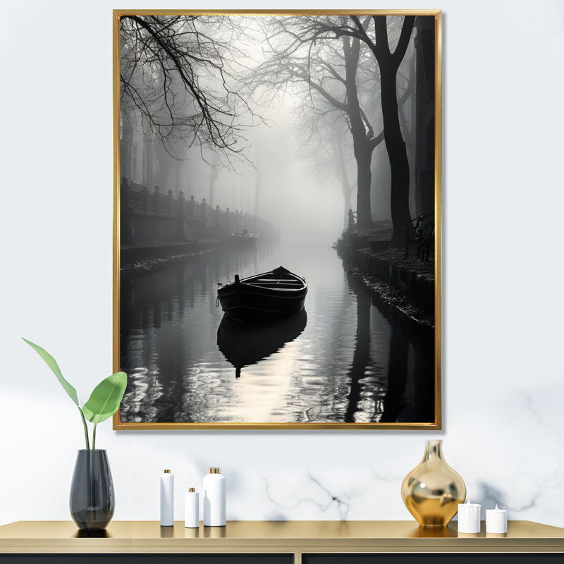 Impression sur toile graphite sur toile, H 32 po x l 16 po x P 1 po, Cadre flottant doré