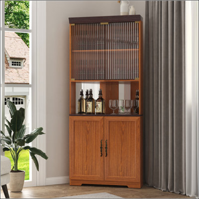 Armoire de rangement autoportante 70,86 po de hauteur avec portes en verre trempé