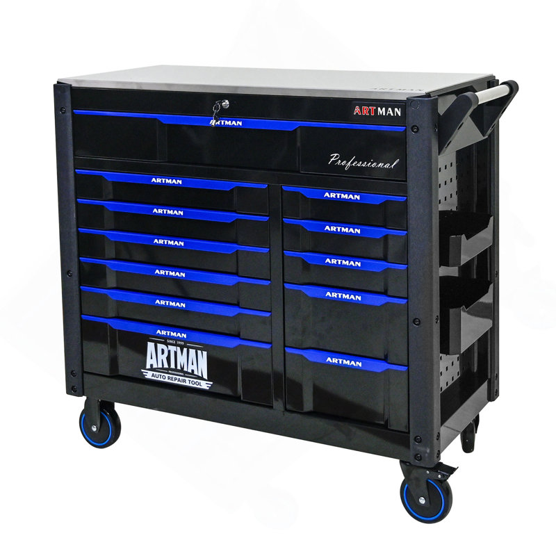 Wagon à outils multi-usages à 12 couches avec roues, plateau en fer