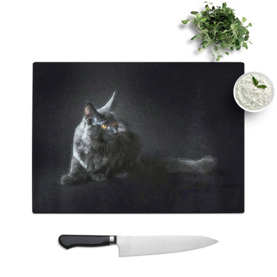 Glass Maine Coon Kitten Chopping Board