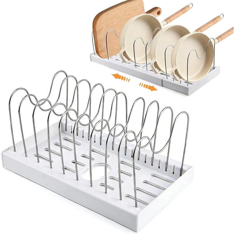 Organisateur pour casseroles et poêles pour armoire - Support à casseroles extensible avec 11 séparateurs réglables