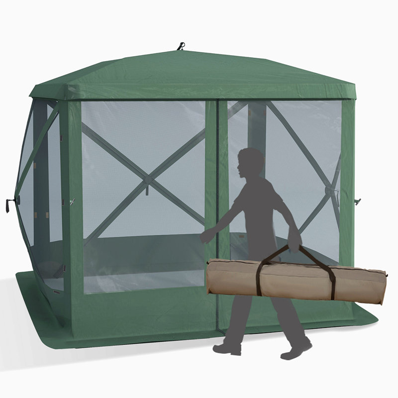 Green 7x7FT Pop-Up Camping Canopy Gazebo with Mesh Sides