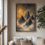Art mural sur toile encadrée - Coucher de soleil doré spectaculaire sur des sommets de montagnes dentelées - 16 po x 24 po, 24 po x 36 po-129684603-129684602