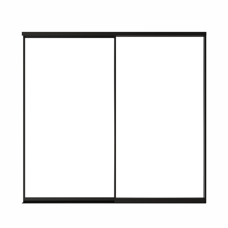 80“H x 72"W 2 Panels Closet And Room Divider​ Black Aluminum Frame Tempered Clear Glass Sliding Closet Door With Hardware Kit  