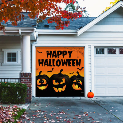 Jack O'Lantern 7' x 8' Halloween Single Garage Door Banner - Outdoor Decorations
