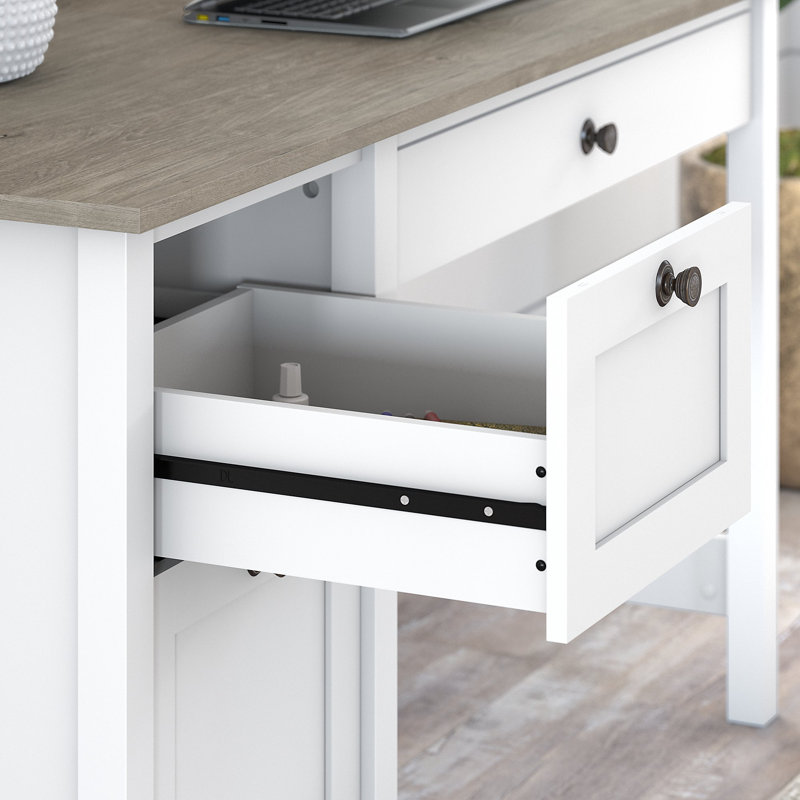 Ovia 54''W Desk, Shiplap Gray/Pure White