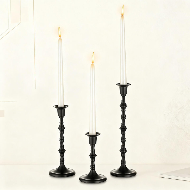 Ensemble de 3 porte-bougies Elegant Taper, Noir