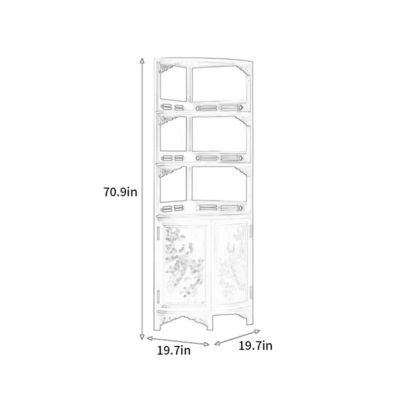 Nouvelle bibliothèque de style rétro chinois minimaliste, H 70,9 po x l 19,7 po x P 19,7 po
