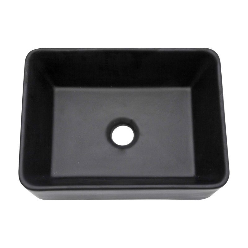 Matte Black 16"X12" Ceramic Bathroom Sink. Classic And Modern Design. Ceramic, Low Water Uptake. Stain-, Polished Surface. Above Counter Installation. 1 3/4" Drain Hole. 16X12 Inch Sink Vessel