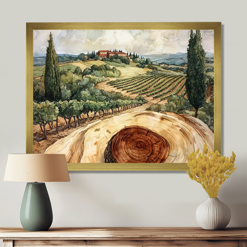 Winn - Vineyard, art mural, H 34 po x l 44 po, Reproduction encadrée d'une seule photo, Doré