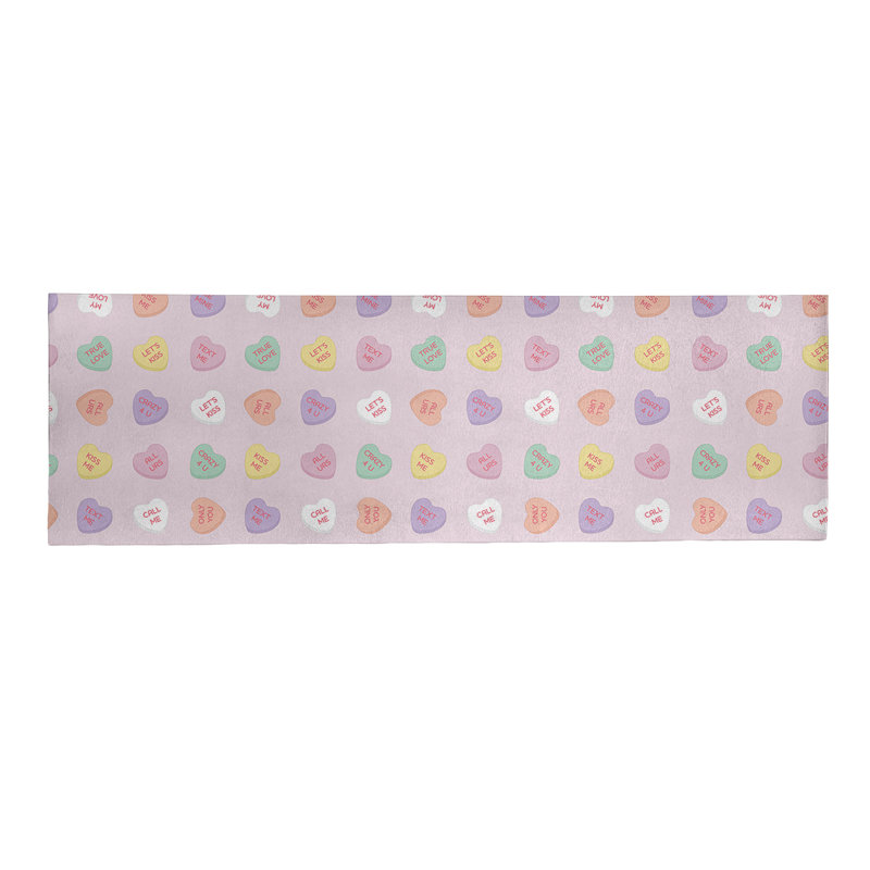 Tapis rose/jaune/vert fait main, Tapis de couloir 2 pi x 8 pi
