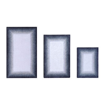 Benine Premium 100% Cotton 1615 GSM 3-Piece Bath Rug Set, OEKO-TEX® Certified, Non-Slip Spray Latex Backing, Plush Tufted Ombre Bath Mats, Super Absorbent, Machine Washable, Grey