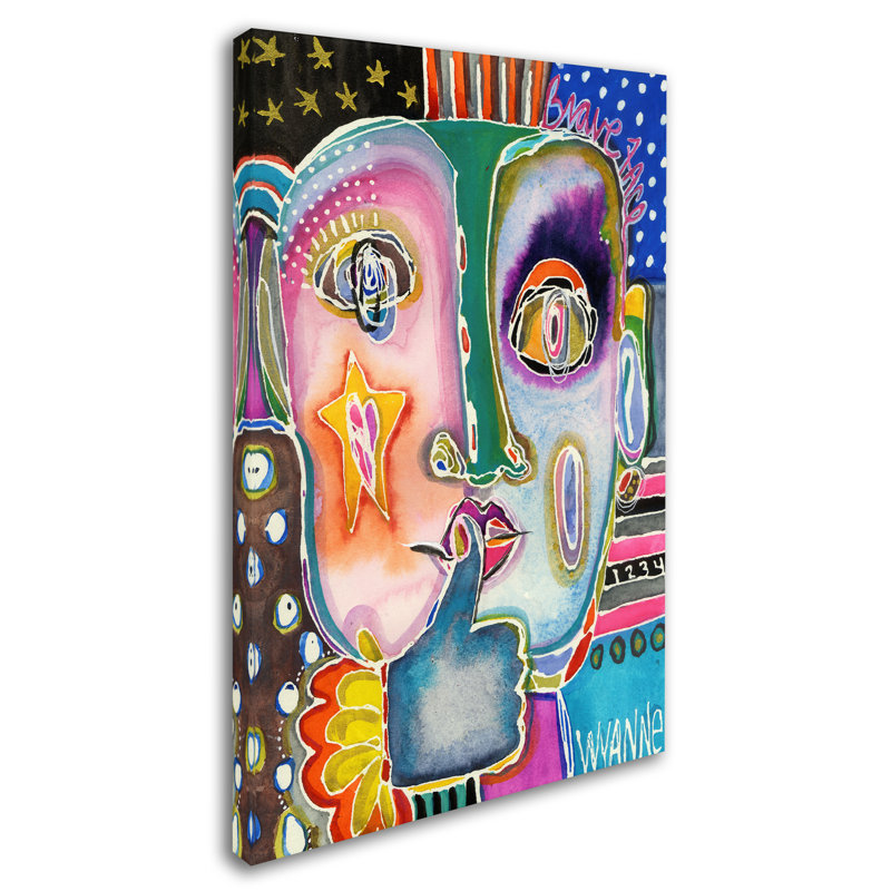 Art mural sur toile tendue - «Put Your Brave Face On» de Wyanne pour décoration de salon, de chambre à coucher ou de bureau - 30 x 47