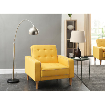 Chaise moderne jaune avec une touche de gaieté - H 30 po x l 36 po x P 34 po Assise contemporaine en mousse et tissu