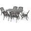  Ensemble de salle à manger d'extérieur en métal 7 pièces avec table rectangulaire et chaises résistantes aux intempéries, blanc-248119778-248119772