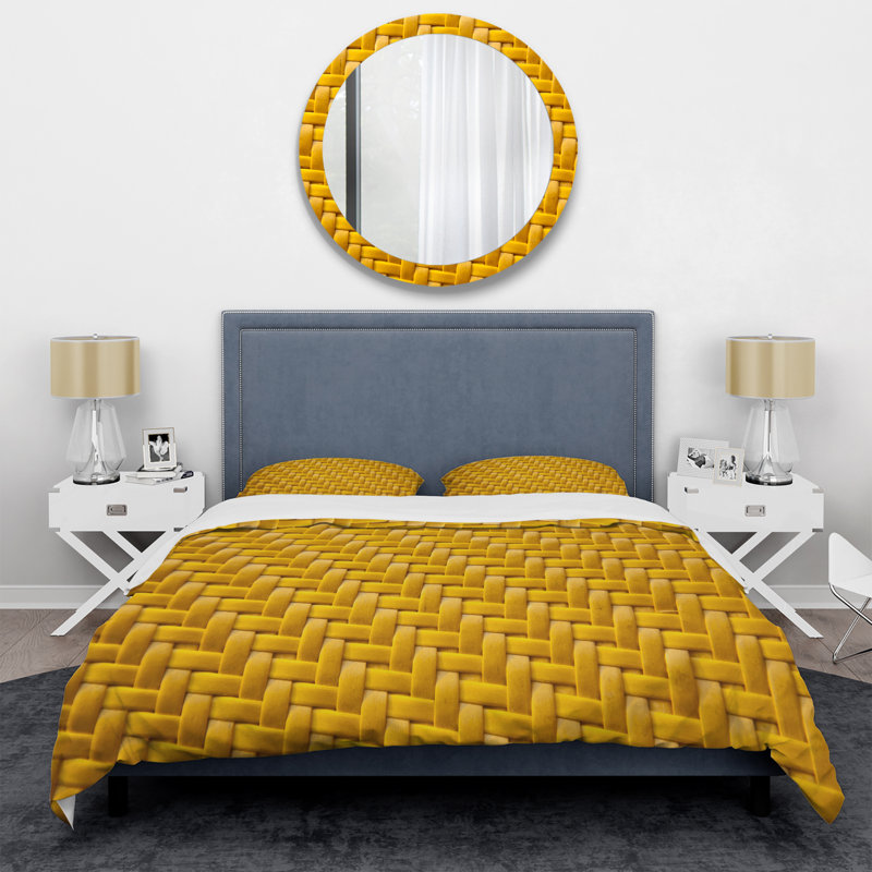Ensemble de housse de couette en arrière plan sedge texture mid-century, Housse simple + 1 taie décorative