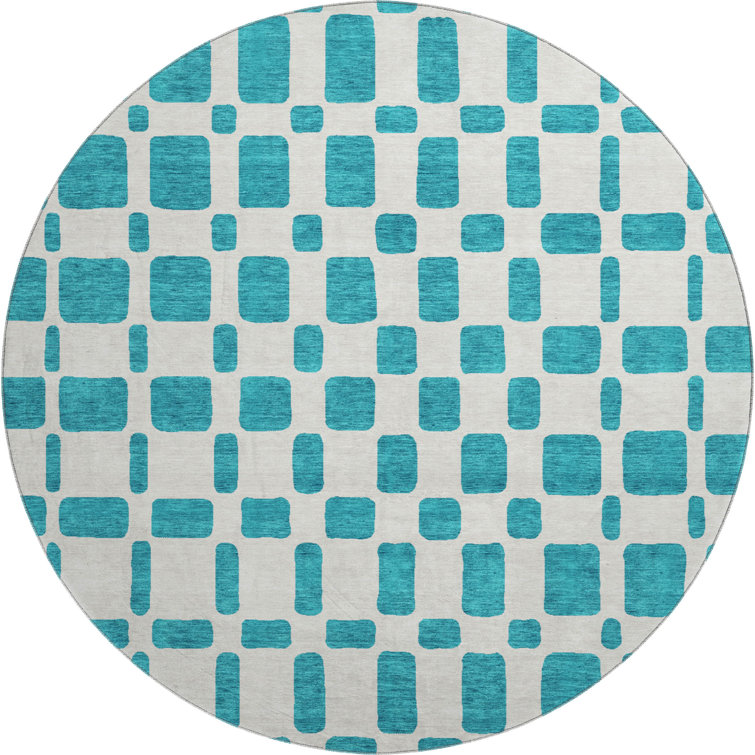 Premium Machine Washable Prisco Teal Rug