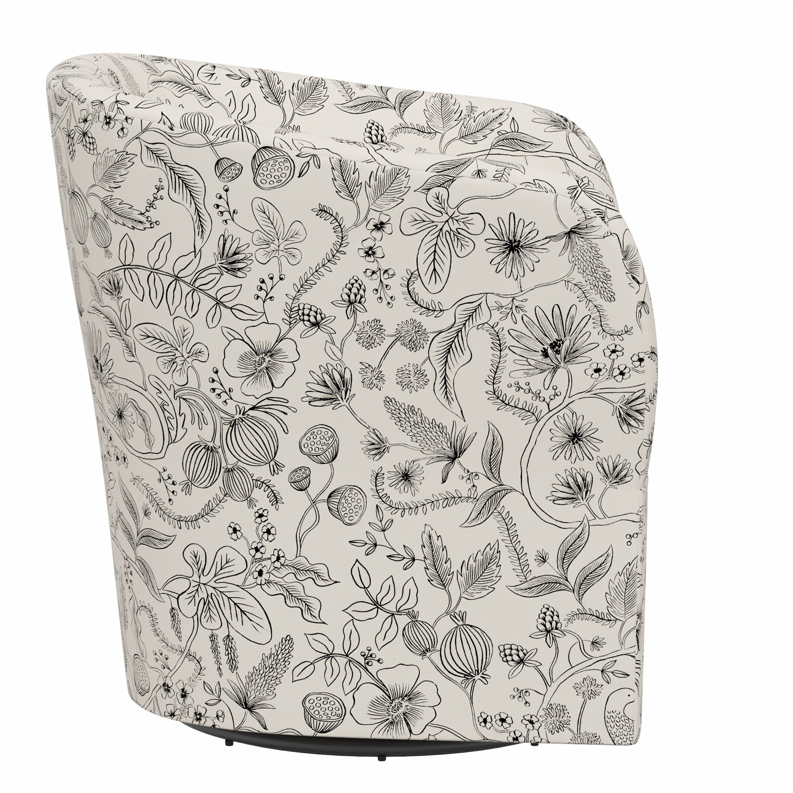 Pembroke Swivel Chair, Rpc Aviary Black & Cream Linen