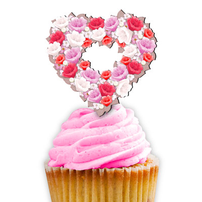 Wood Valentine's Day Cake Topper