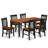 7 Piece Kitchen Table Set Consist of a Rectangle Dining Table with Butterfly Leaf and 6 Dining Chairs, Black & Cherry
