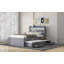Lit plateforme simple TG avec tête de rangement à DEL, station de charge, lit gigogne simple et 2 tiroirs, gris-1785104849