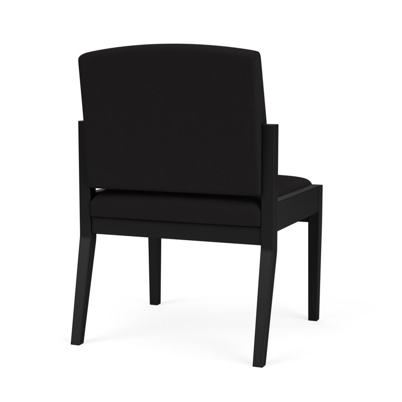 Chaise d'invité sans accoudoir en acier Amherst, Noir, Portes ouvertes en tissu noir