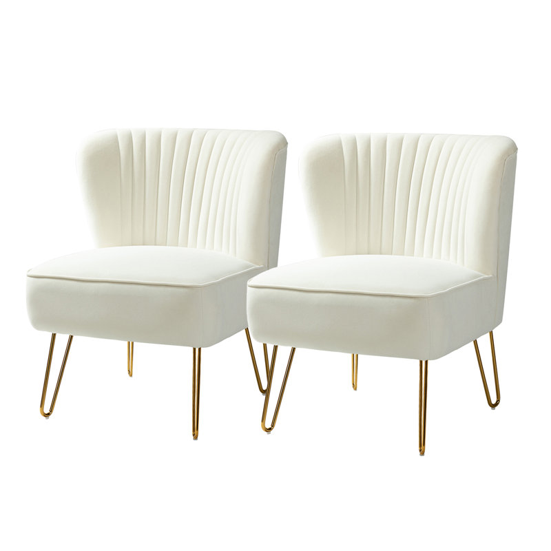 Leona Velvet Side Chair, Ivory Velvet