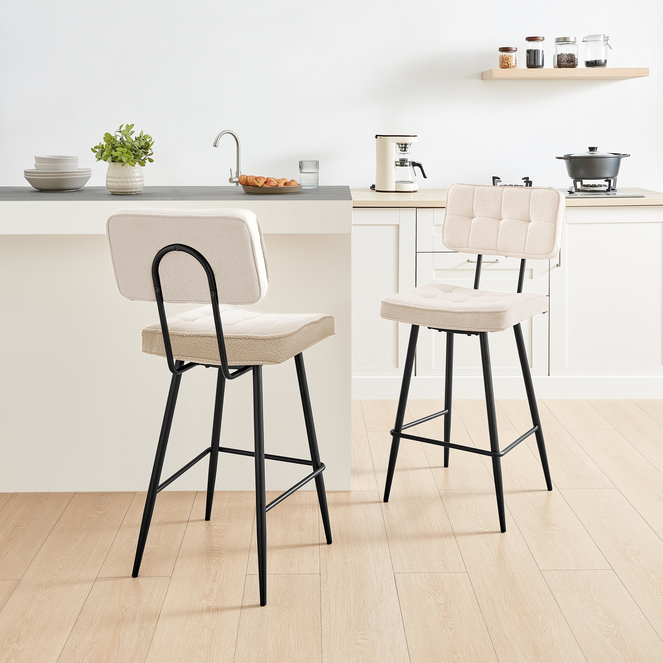 ScanMod Design Adaline Breakfast Bar Stool Luxury Fabric