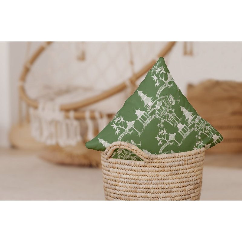 Palm Beach Chinapezka Print Indoor/Outdoor Square Pillow Cover & Insert, Green, 16" x 16"