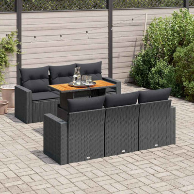  Ensemble de canapé de jardin noir